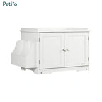 Angled view of the white Petifo cat litter enclosure, showcasing its sturdy construction and integrated side storage compartments.
