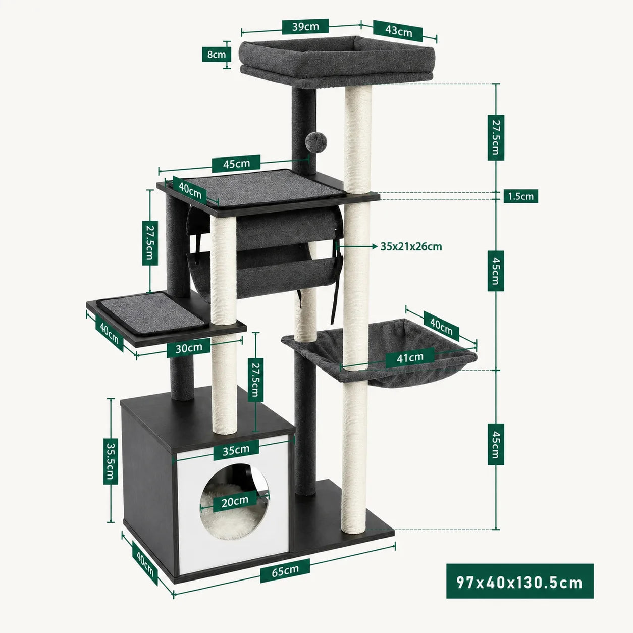 Cat Tree with Storage Cabinet - Petifo