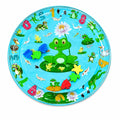 Frog and nature themed inflatable cat water play mat with colorful numbers and animals.