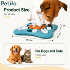 Dimensions diagram showing 25.5 cm length and 3 cm height for Petifo pet puzzle toy
