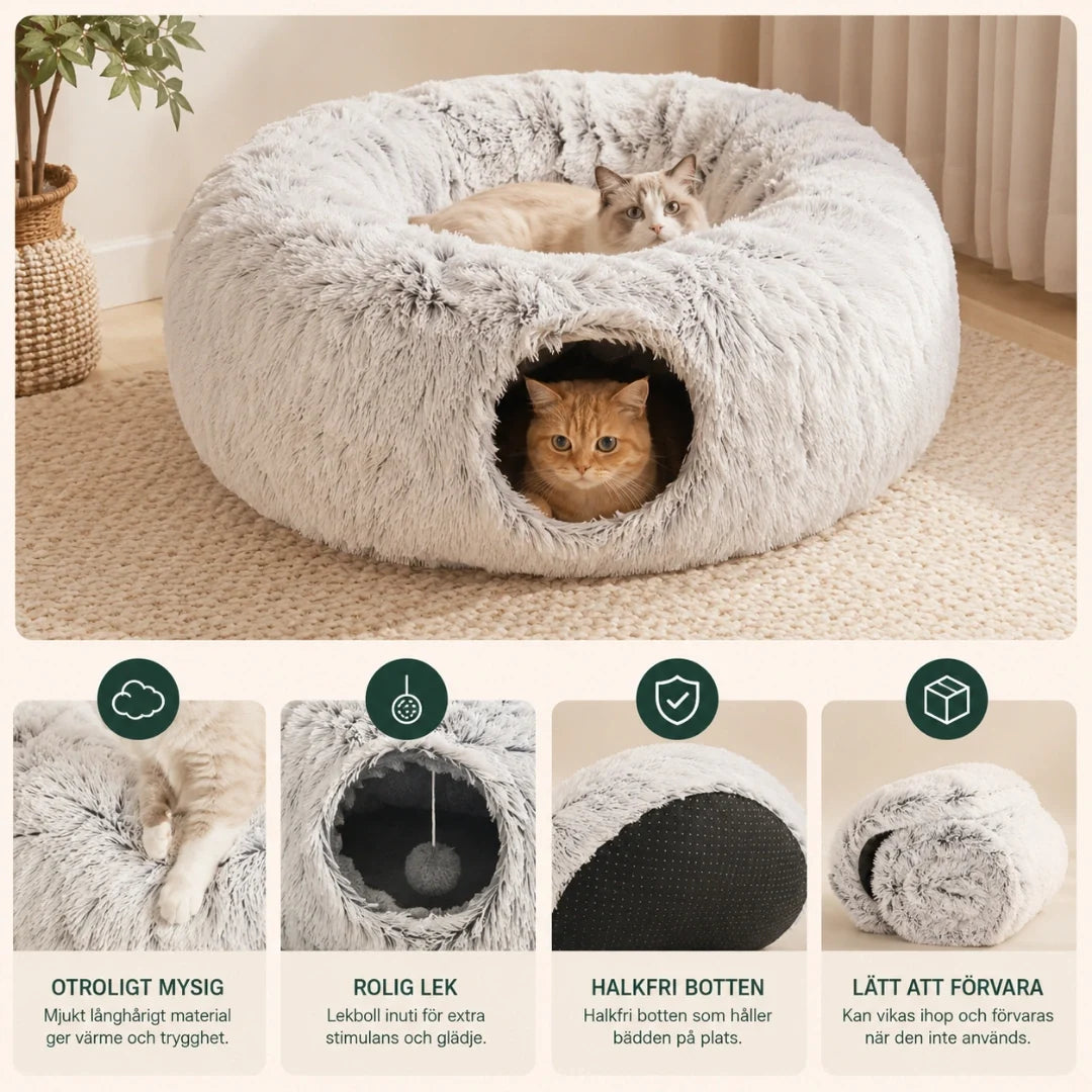 Donut Cat Tunnel Bed fun play - Petifo
