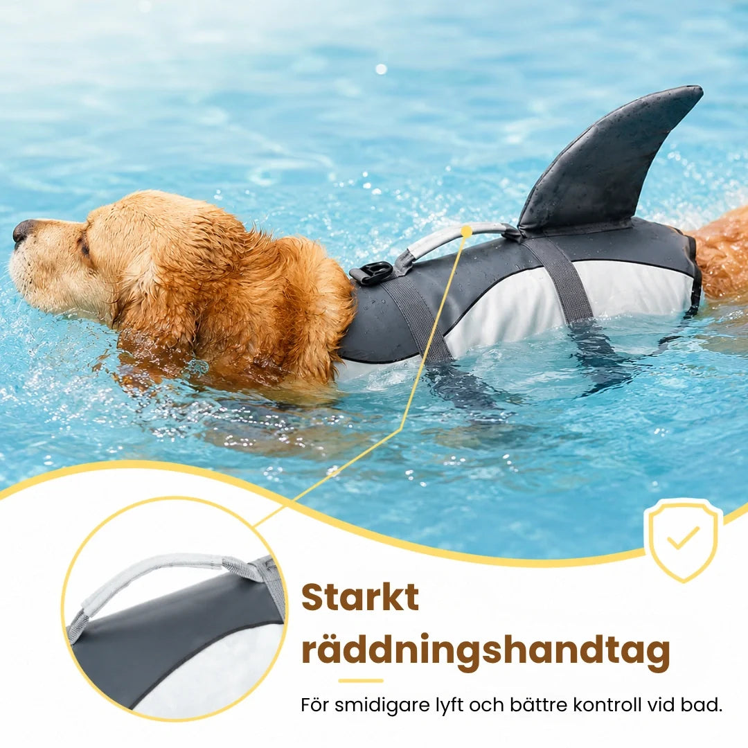 Shark-shaped Dog Life Jacket Strong rescue handle - Petifo