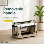 Petifo detachable pet carrier unit resting on a wooden floor indoors with a removable handle for practical home use.