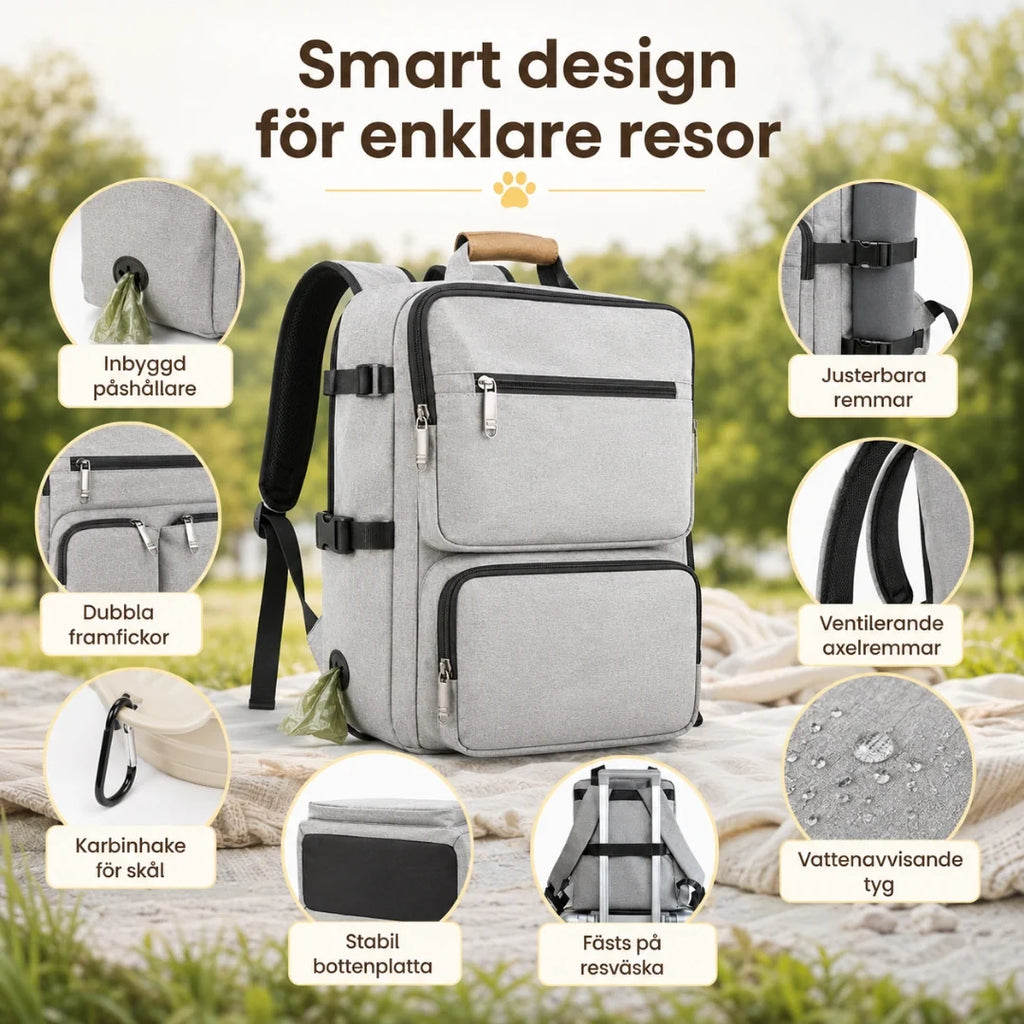 PawsPack Storage Backpack smart design compartments and pockets - Petifo