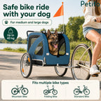Petifo pet trailer supporting up to 40 kg, compatible with mountain, folding, and standard bicycles.