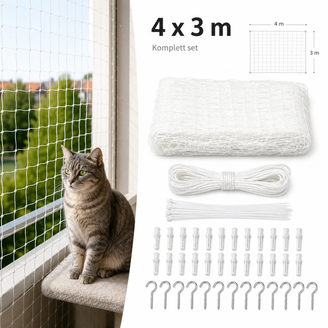 SafeGuard cat net fitting on 4x3 metres - Petifo