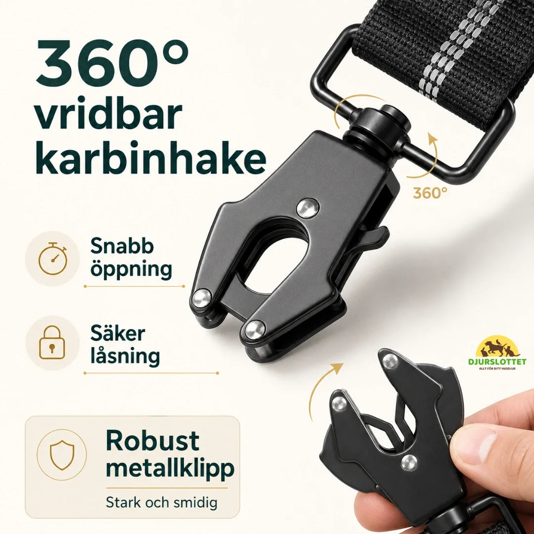 SafePaw Anti-Pull Lead with Seatbelt Attachment 360 swivel carabiner - Petifo