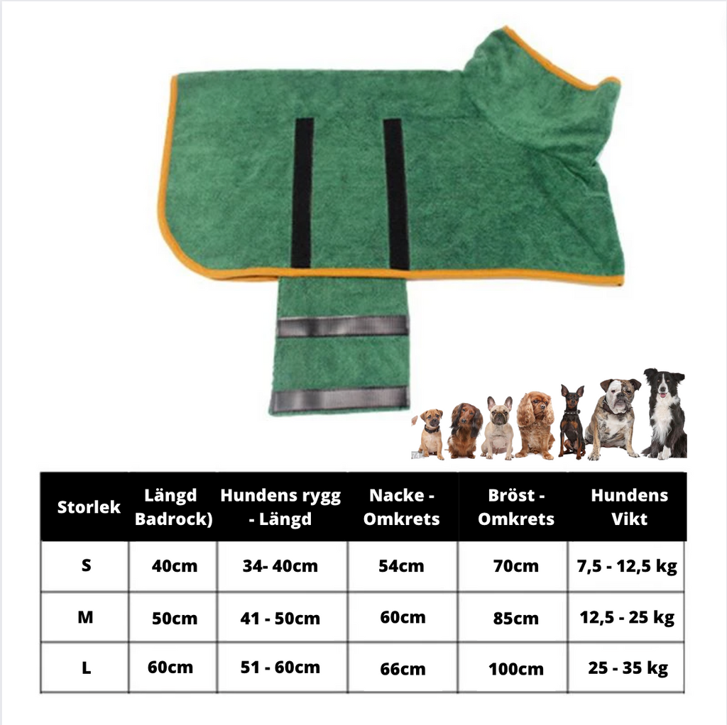 Dog bathrobe size