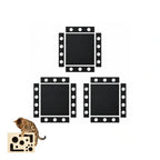 Three packs of black anti-slip sticker pads arranged with a cat toy graphic on a white background.