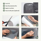 Four-step guide on how to apply the adhesive furniture protector.