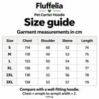 Fluffelia hoodie garment measurements in cm, S to 3XL - Petifo