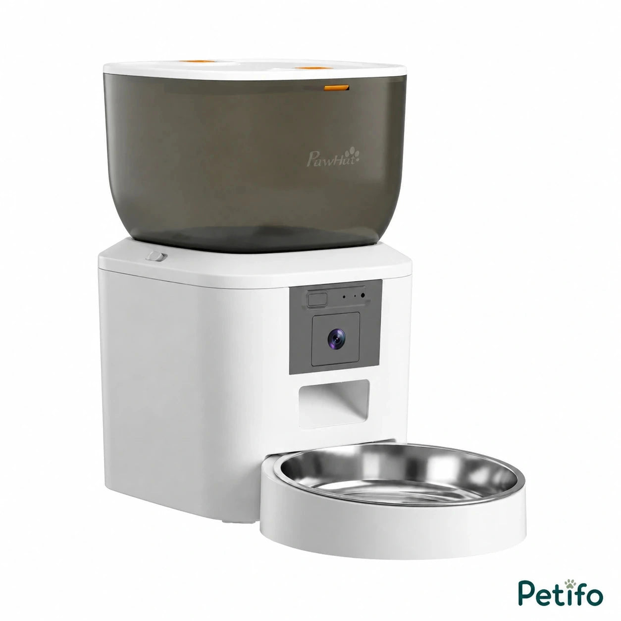 PawHut 4L camera feeder: White 4 L smart feeder with camera and empty steel bowl - Petifo