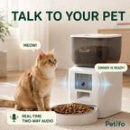 PawHut 4L camera feeder: Cat beside the feeder with real-time two-way audio - Petifo