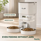 PawHut 4L dual-bowl feeder: Angled automatic outlet distributing food evenly to two bowls - Petifo