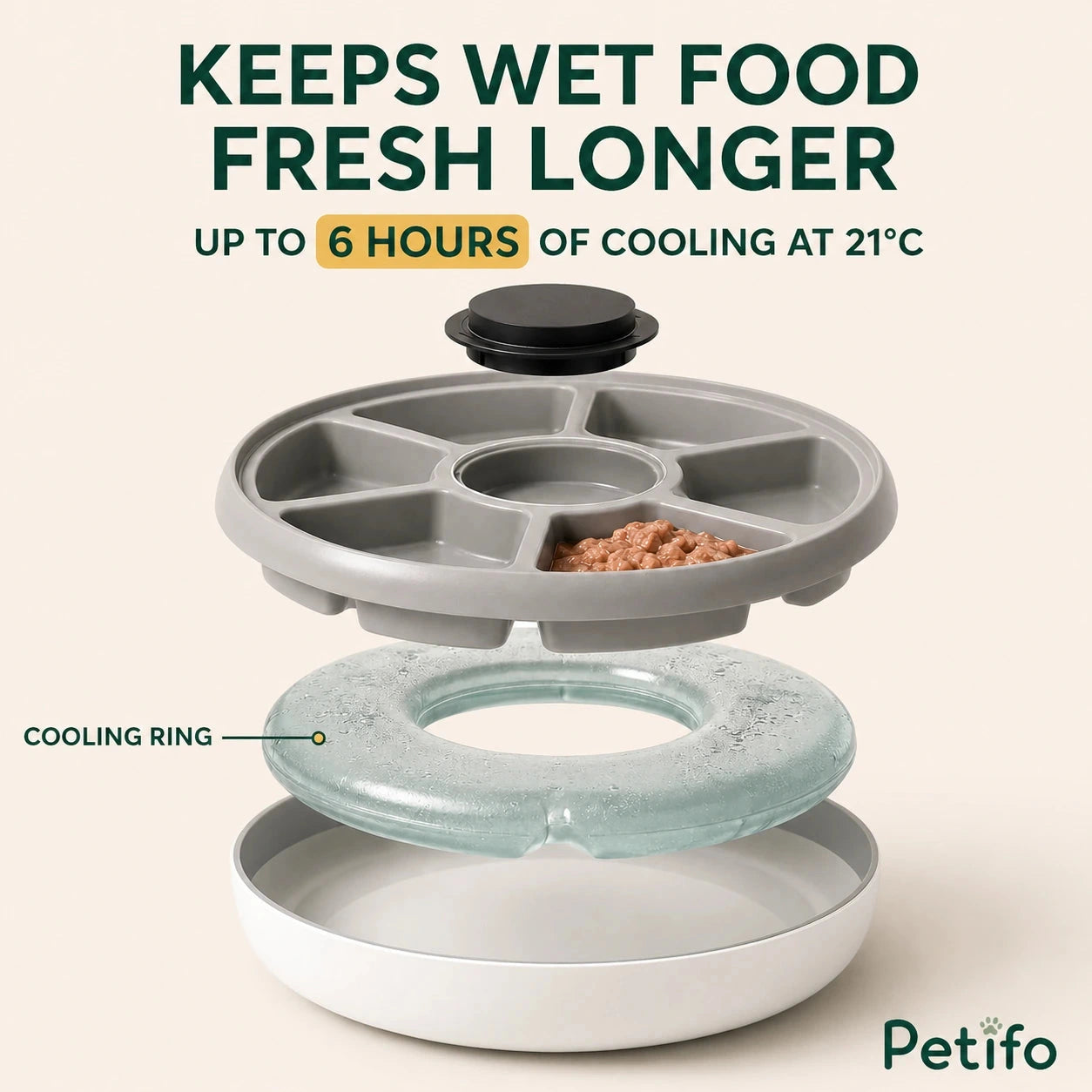 PawHut 6-meal pet feeder: Cooling ring helping wet food stay fresh for longer - Petifo