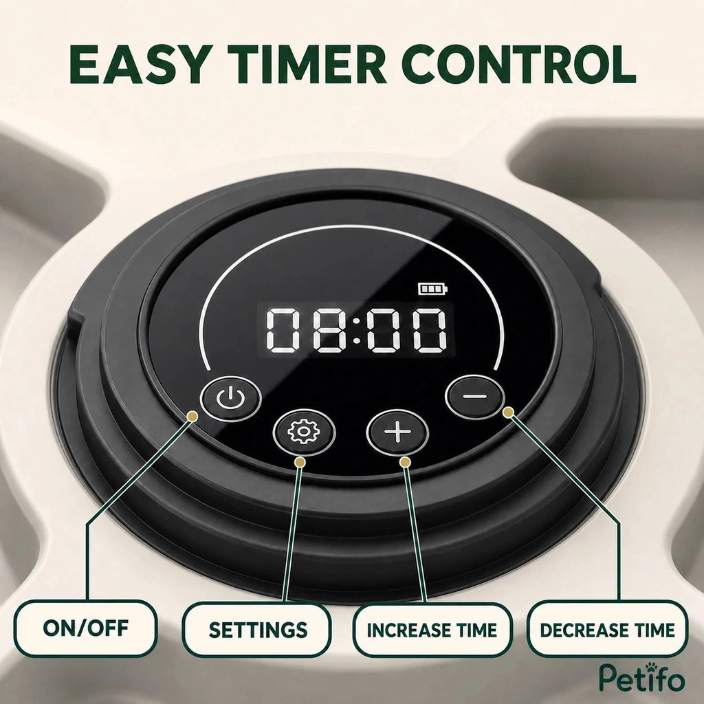 PawHut 6-meal pet feeder: Digital timer controls on the six-meal pet feeder - Petifo