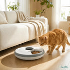 PawHut 6-meal pet feeder: Cat using the compact automatic feeder in a living room - Petifo