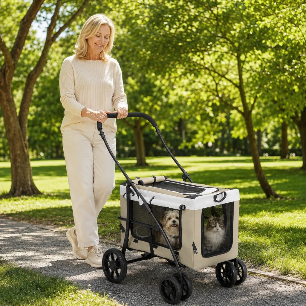 PawHut 2-in-1 Pet Pushchair for Dogs and Cats - Petifo