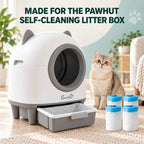 PawHut self-cleaning litter box with compatible refill bags and a calm cat - Petifo