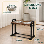 PawHut adjustable raised dog bowls: Raised dog bowl dimensions and stainless-steel bowl size - Petifo