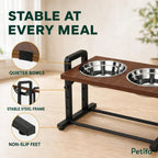 PawHut adjustable raised dog bowls: Stable steel frame, quiet bowl rings and non-slip feet - Petifo