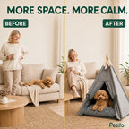 PawHut teepee pet bed: Small dog resting calmly in the teepee bed near its owner - Petifo