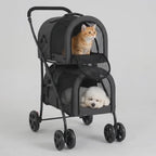 Unfolding the Detixy double pet stroller and settling two pets inside – Petifo