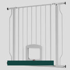 PawHut dog gate with a four-way cat flap separating pets at home — Petifo