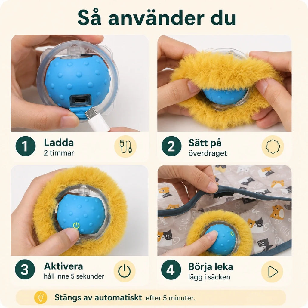 Purrnivo Self-Rolling Play Ball for Cats how to use - Petifo