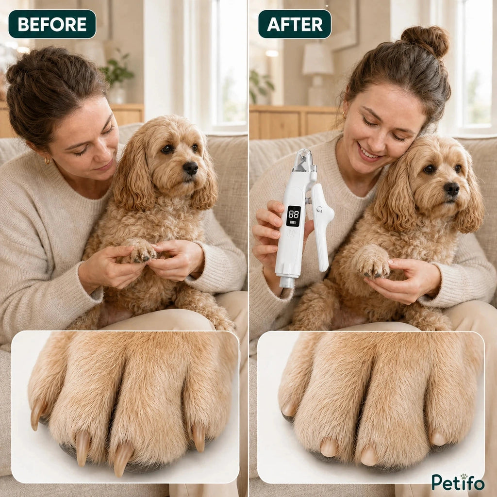 Silvetti 2-in-1 nail tool: Dog nail care before and after clipping and grinding - Petifo