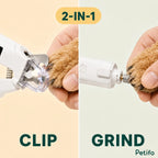 Silvetti 2-in-1 nail tool: Pet nail clipping and grinding functions shown side by side - Petifo