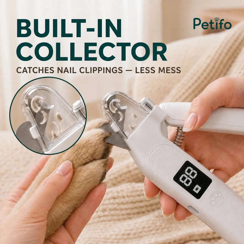 Silvetti 2-in-1 nail tool: Built-in collector catching pet nail clippings during use - Petifo