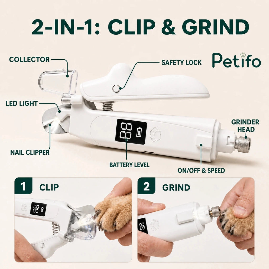 Silvetti 2-in-1 nail tool: Labelled clipper, LED light, safety lock and grinder features - Petifo