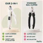 Silvetti 2-in-1 nail tool: 2-in-1 clipper and grinder compared with a standard nail clipper - Petifo