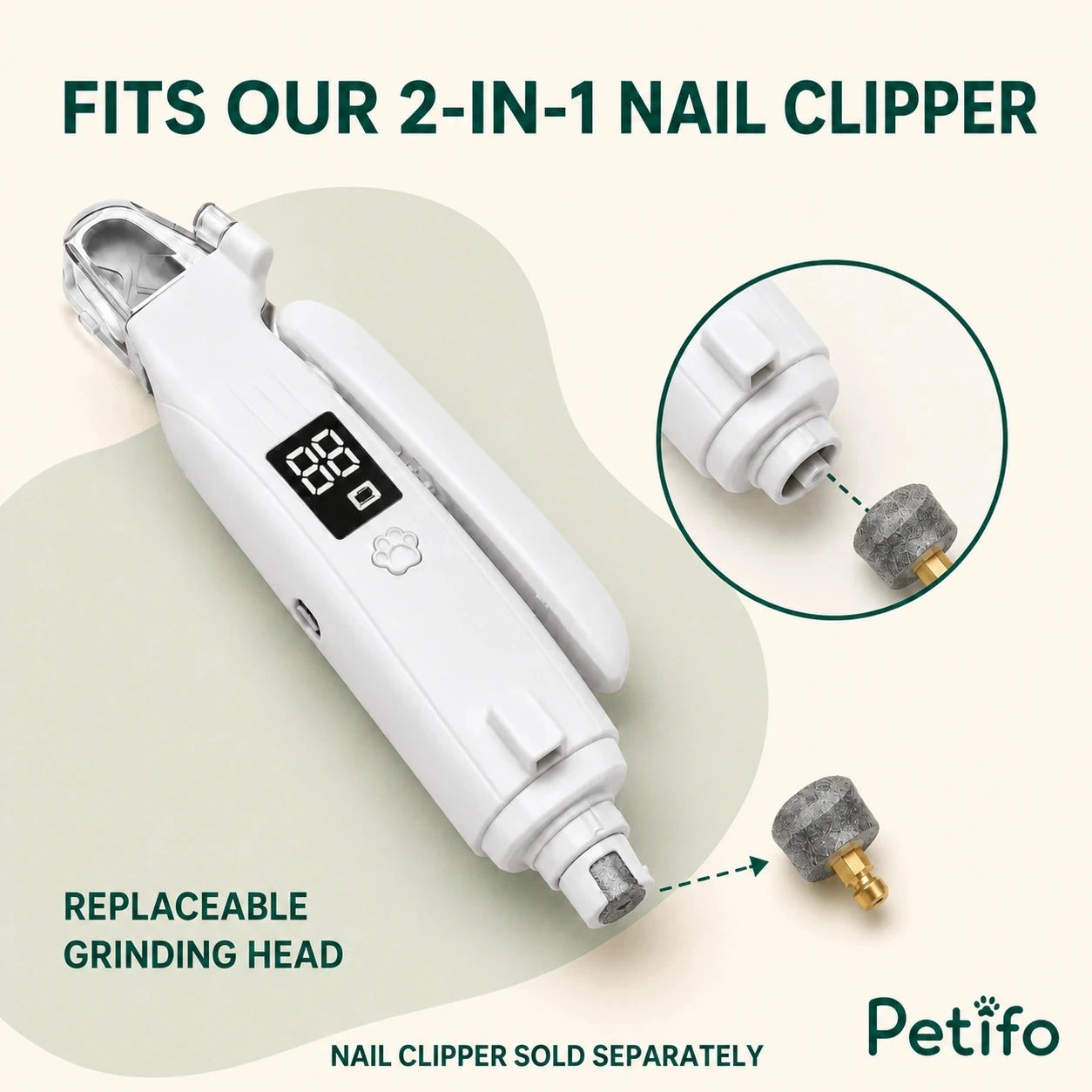 Silvetti replacement nail grinder heads: Replacement grinding head fitted to the 2-in-1 nail tool - Petifo