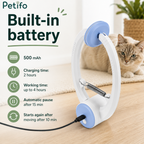 Battery specification guide detailing the 500 mAh built-in battery, charging time, and automatic pause features.